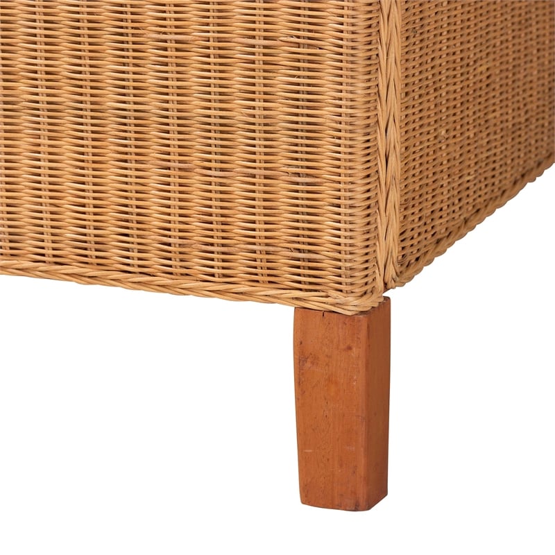 bali & pari Melanie Natural Rattan Bed Coastal Boho Bed Frame Queen