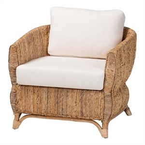 bali & pari Roma Rattan and Seagrass Armchair with Cushions
