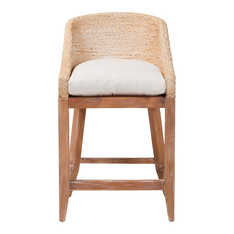 bali & pari Jasper Seagrass Counter Stool with Mahogany Wood Frame Whitewash