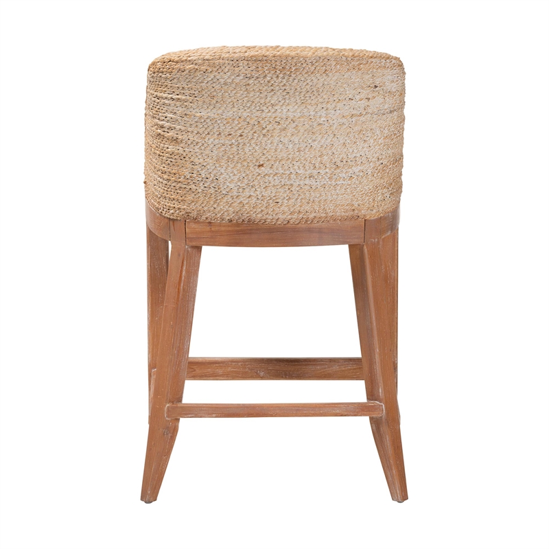 bali & pari Jasper Seagrass Counter Stool with Mahogany Wood Frame Whitewash