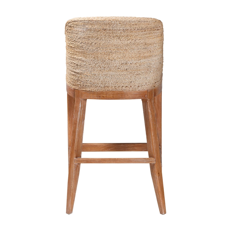 bali & pari Jasper Seagrass Bar Stool with Mahogany Wood Frame  Whitewash