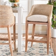 bali & pari Jasper Seagrass Bar Stool with Mahogany Wood Frame  Whitewash