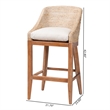 bali & pari Jasper Seagrass Bar Stool with Mahogany Wood Frame  Whitewash