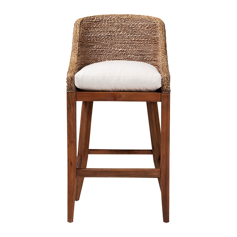 bali & pari Jasper Seagrass Bar Stool with Mahogany Wood Frame Brown Wash