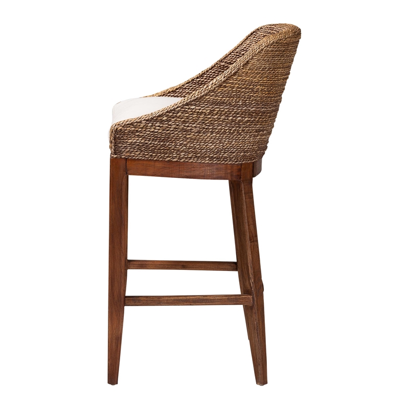 bali & pari Jasper Seagrass Bar Stool with Mahogany Wood Frame Brown Wash