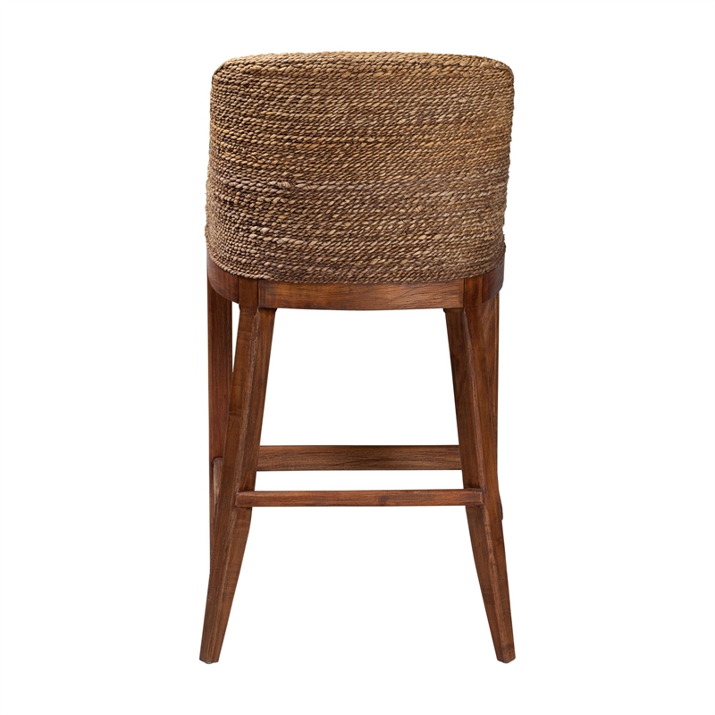 bali & pari Jasper Seagrass Bar Stool with Mahogany Wood Frame Brown Wash