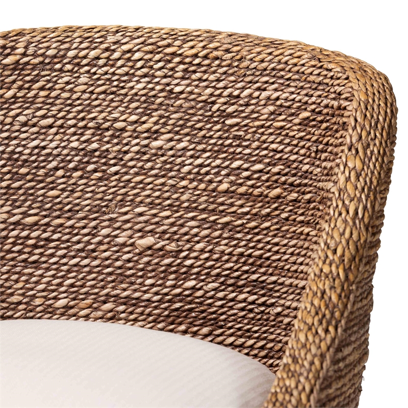 bali & pari Jasper Seagrass Bar Stool with Mahogany Wood Frame Brown Wash