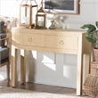 bali & pari Noah Grasscloth 2-Drawer Console Table Woven Texture Light Brown