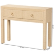 bali & pari Noah Grasscloth 2-Drawer Console Table Woven Texture Light Brown
