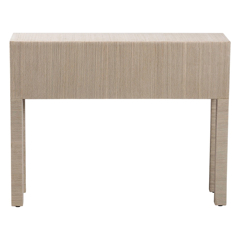 bali & pari Noah Grasscloth 2-Drawer Console Table Woven Texture Beige
