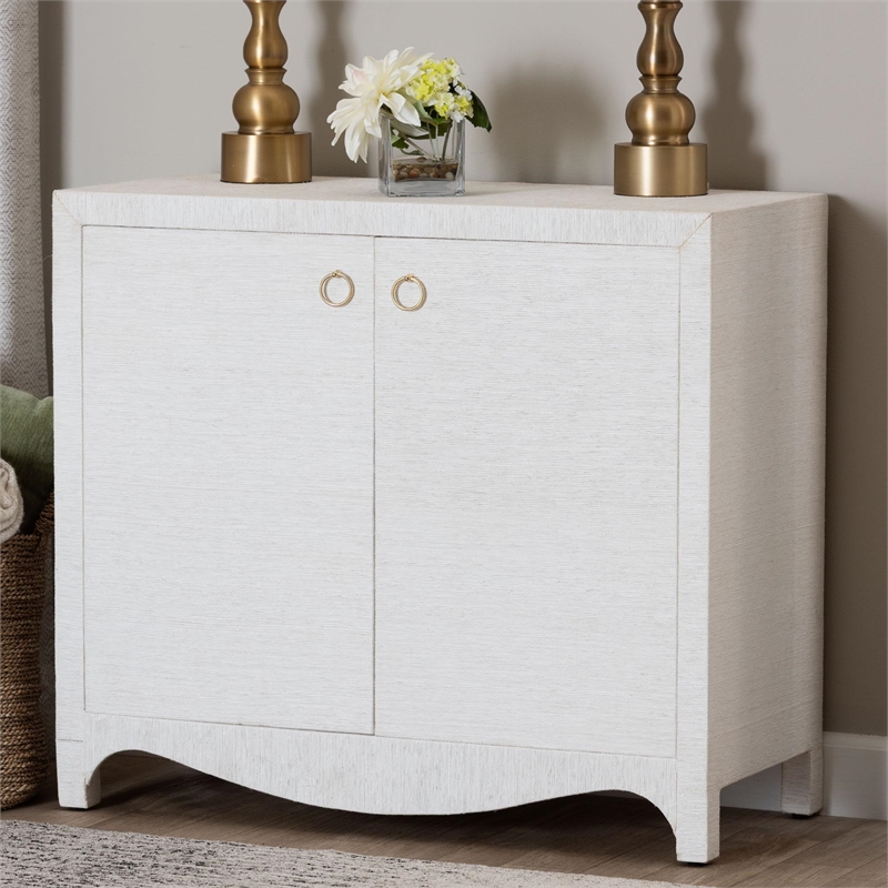 bali & pari Ximena Grasscloth Storage Cabinet 2-Door Woven Accent Cabinet