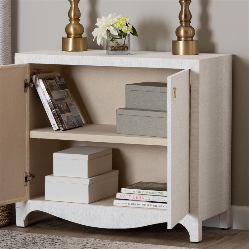 bali & pari Ximena Grasscloth Storage Cabinet 2-Door Woven Accent Cabinet