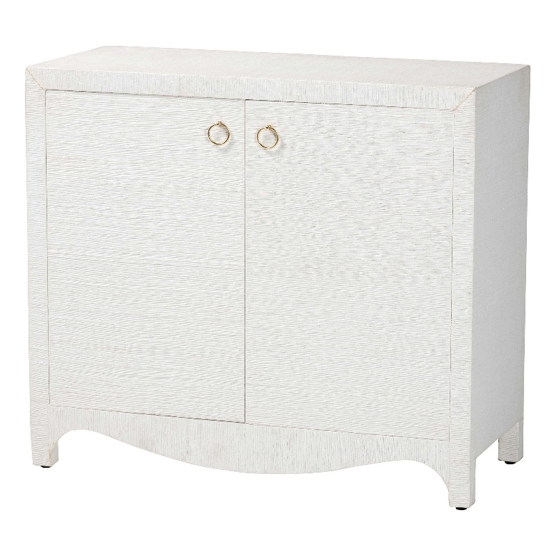 bali & pari Ximena Grasscloth Storage Cabinet 2-Door Woven Accent Cabinet