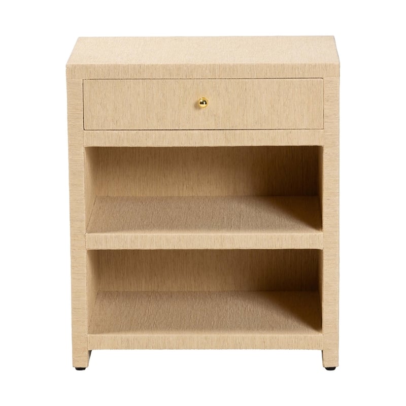 bali & pari William Grasscloth 1-Drawer Nightstand with Open Shelves