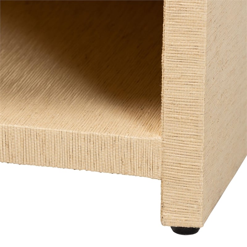 bali & pari William Grasscloth 1-Drawer Nightstand with Open Shelves
