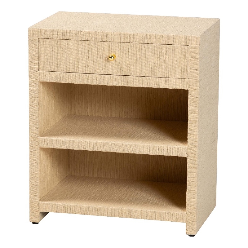 bali & pari William Grasscloth 1-Drawer Nightstand with Open Shelves