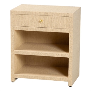 bali & pari William Grasscloth 1-Drawer Nightstand with Open Shelves
