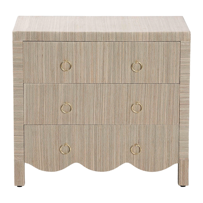 bali & pari Umika Grasscloth Nightstand with Scalloped Base
