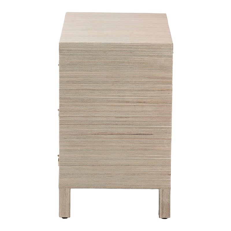 bali & pari Umika Grasscloth Nightstand with Scalloped Base