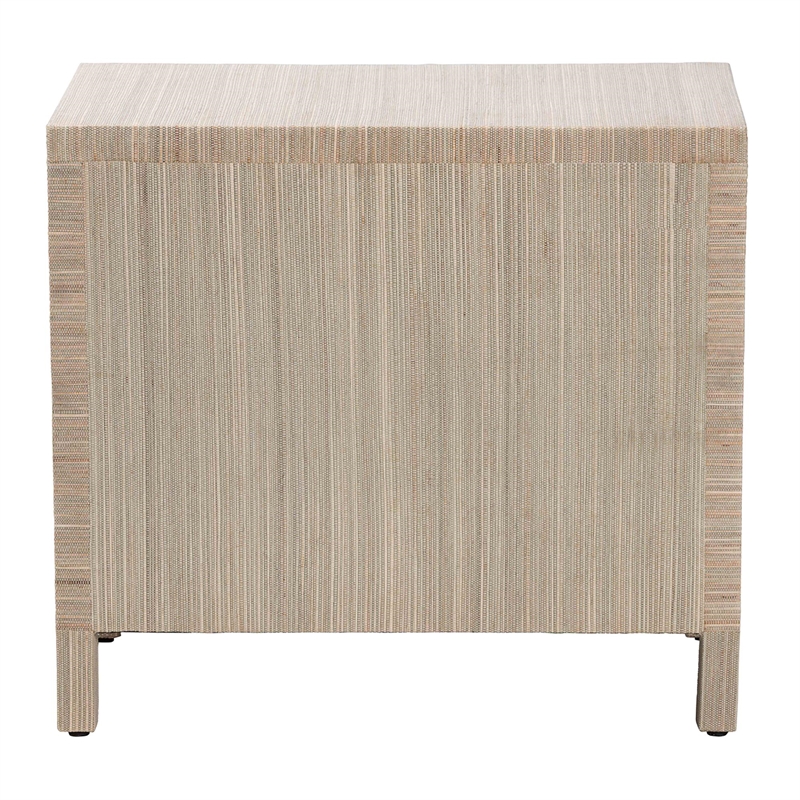 bali & pari Umika Grasscloth Nightstand with Scalloped Base