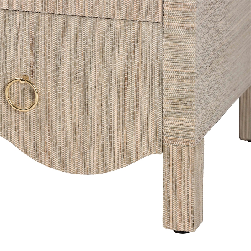 bali & pari Umika Grasscloth Nightstand with Scalloped Base