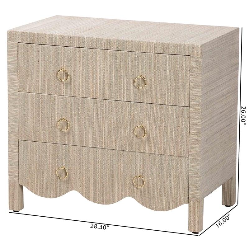 bali & pari Umika Grasscloth Nightstand with Scalloped Base