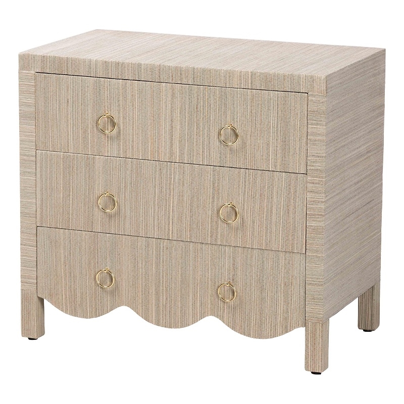 bali & pari Umika Grasscloth Nightstand with Scalloped Base