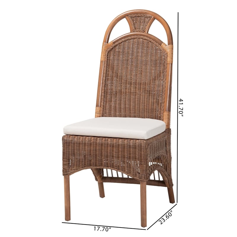 bali & pari Raya Natural Rattan Dining Chair Handcrafted Wicker Accent Chair