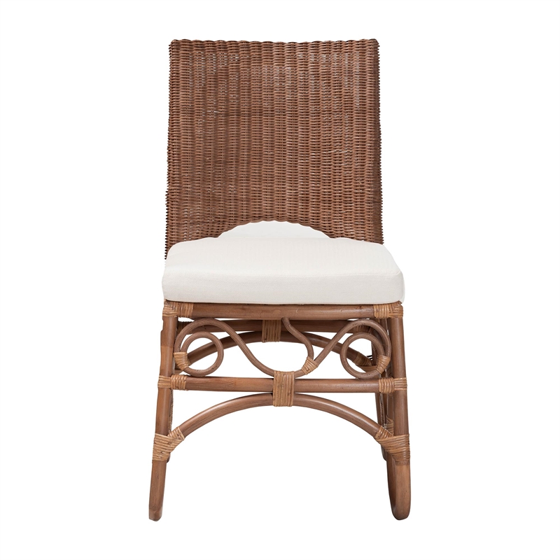 bali & pari Rivan Natural Rattan Dining Chair Handcrafted Wicker Accent Chair