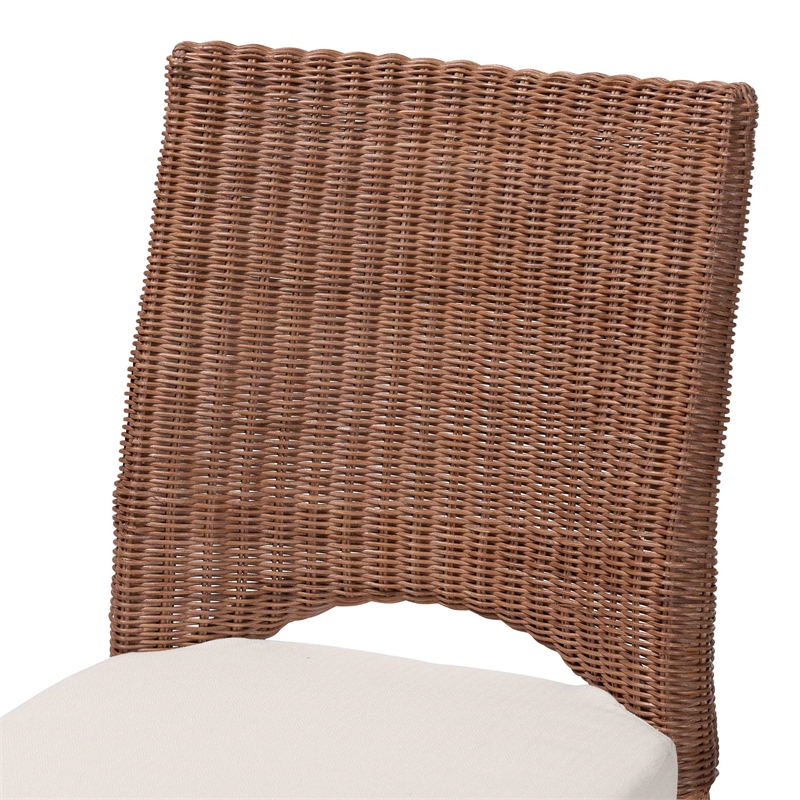 bali & pari Rivan Natural Rattan Dining Chair Handcrafted Wicker Accent Chair