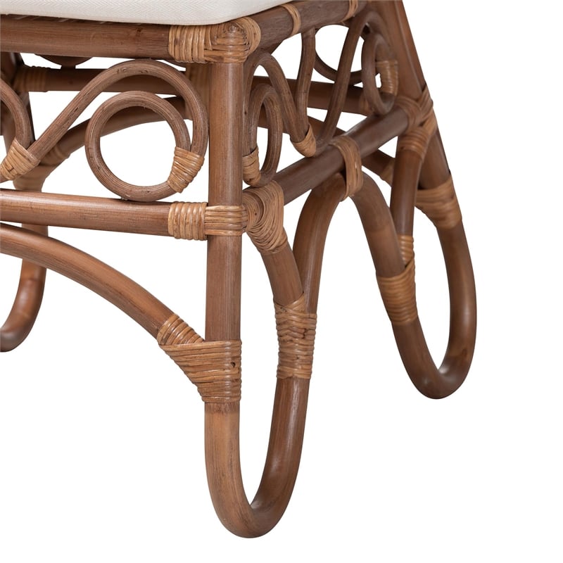 bali & pari Rivan Natural Rattan Dining Chair Handcrafted Wicker Accent Chair
