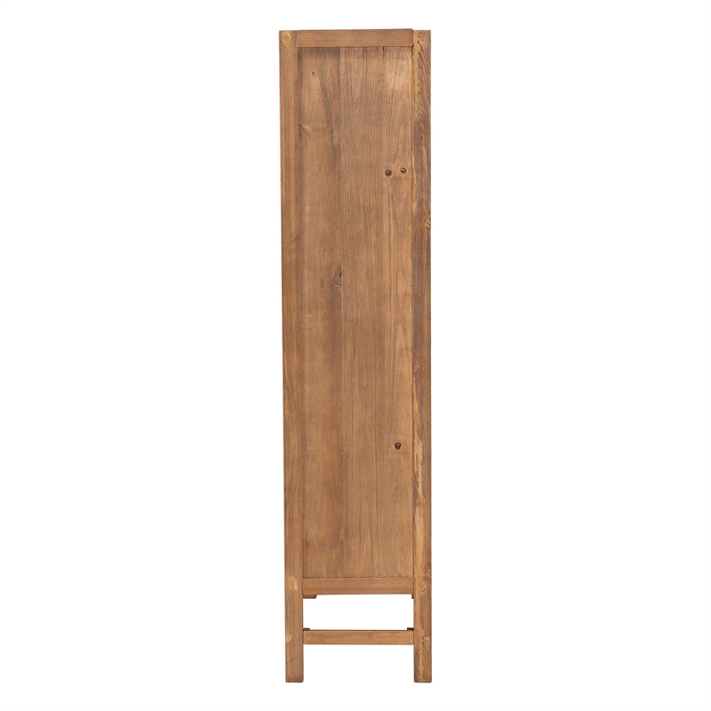 bali & pari Sibu Storage Cabinet with Rattan Doors - Tall Accent Cabinet