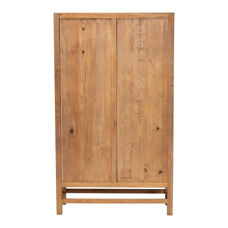bali & pari Sibu Storage Cabinet with Rattan Doors - Tall Accent Cabinet