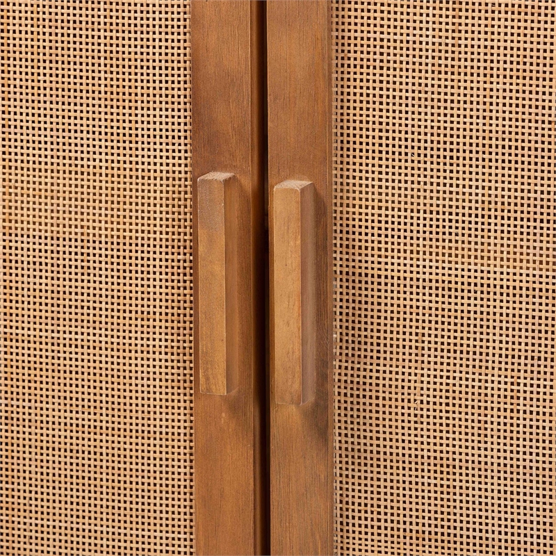 bali & pari Sibu Storage Cabinet with Rattan Doors - Tall Accent Cabinet