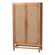 bali & pari Sibu Storage Cabinet with Rattan Doors - Tall Accent Cabinet
