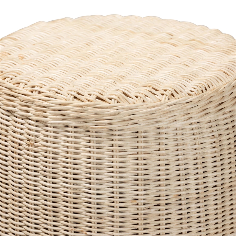 bali & pari Sarna Natural Rattan End Table Handwoven Wicker Accent Table