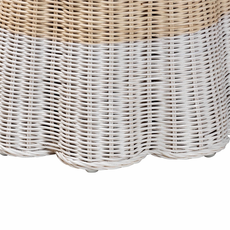bali & pari Sarna Natural Rattan End Table Handwoven Wicker Accent Table