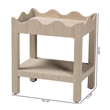 bali & pari Sebastian Grasscloth Scalloped End Table 2-Tier Accent Table Beige