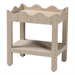 bali & pari Sebastian Grasscloth Scalloped End Table 2-Tier Accent Table Beige