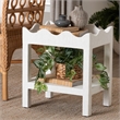 bali & pari Sebastian Grasscloth Scalloped End Table 2-Tier Accent Table White