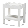 bali & pari Sebastian Grasscloth Scalloped End Table 2-Tier Accent Table White