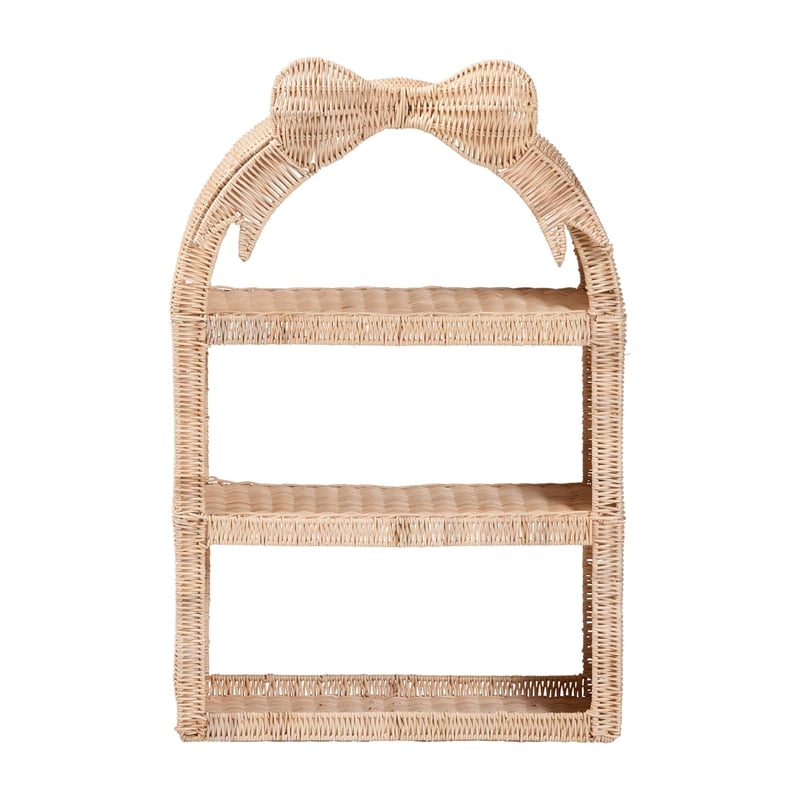 bali & pari Creusa Natural Rattan Wall Shelf 3-Tier Decorative Storage Rack