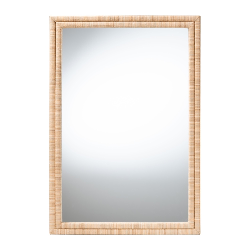 bali & pari Canan Grasscloth Wall Mirror Handwoven Rectangle Frame Accent Mirror