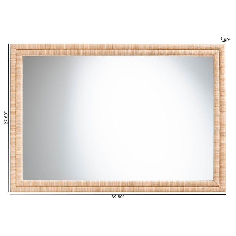 bali & pari Canan Grasscloth Wall Mirror Handwoven Rectangle Frame Accent Mirror