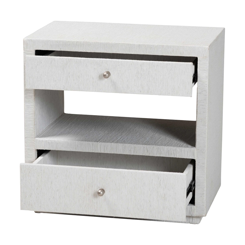 bali & pari Kai Grasscloth End Table 2-Drawer Accent Table or Nightstand