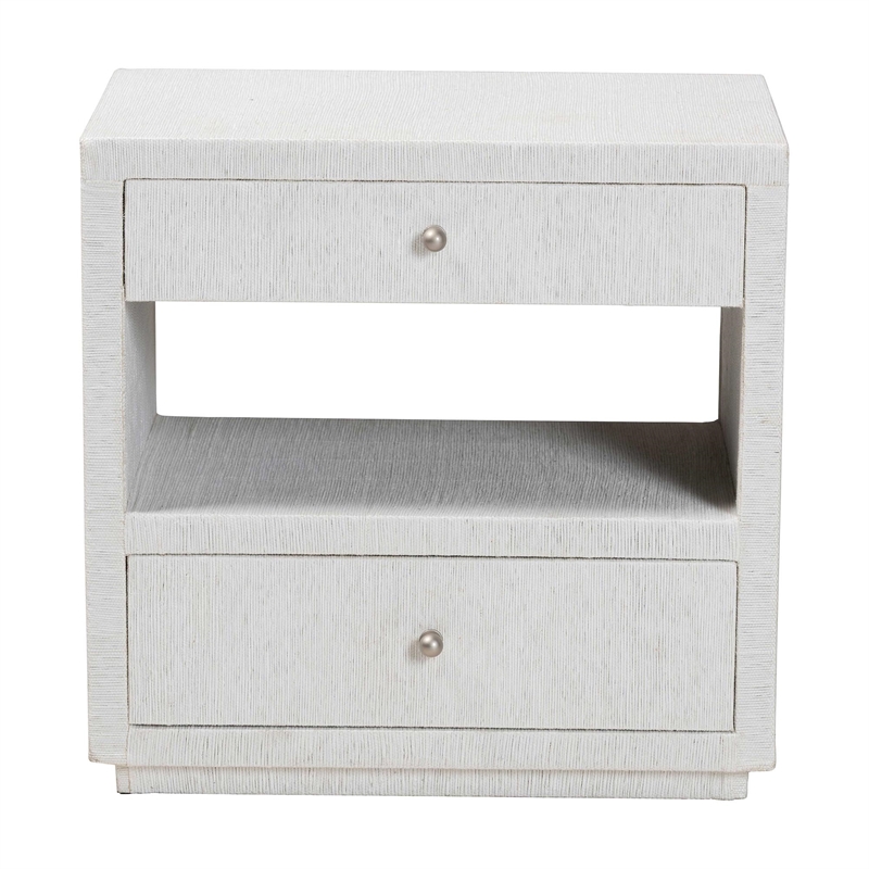 bali & pari Kai Grasscloth End Table 2-Drawer Accent Table or Nightstand