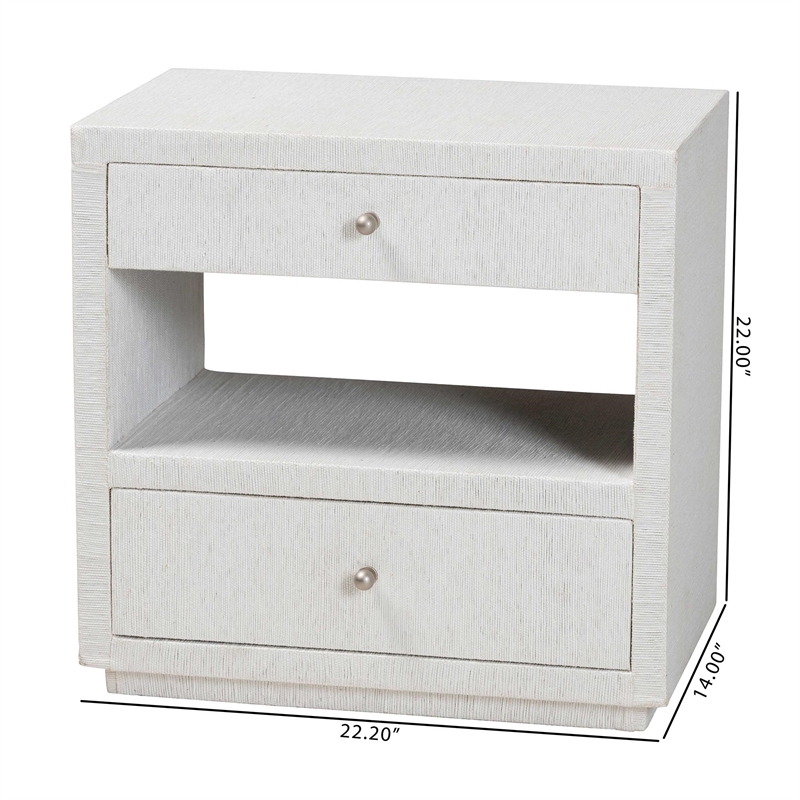 bali & pari Kai Grasscloth End Table 2-Drawer Accent Table or Nightstand