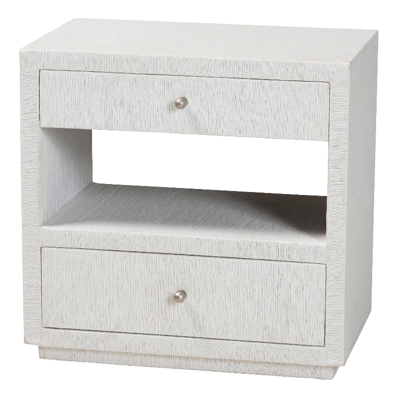 bali & pari Kai Grasscloth End Table 2-Drawer Accent Table or Nightstand