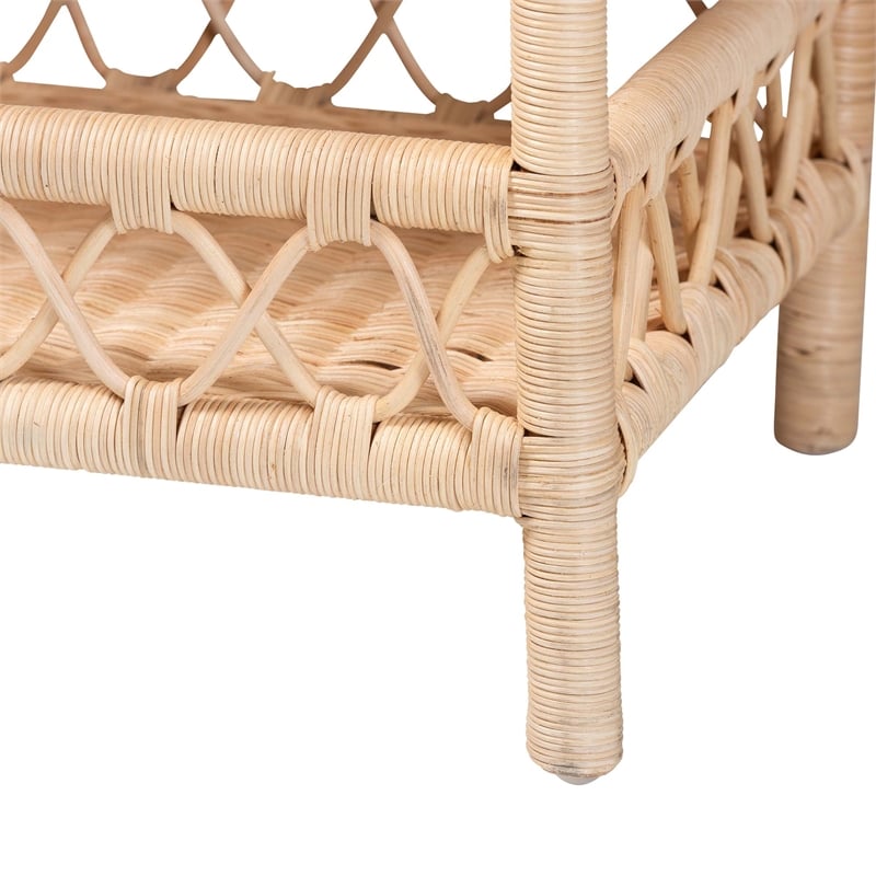 bali & pari Eloisa Natural Rattan End Table Handwoven Wicker 2-Tier Side Table