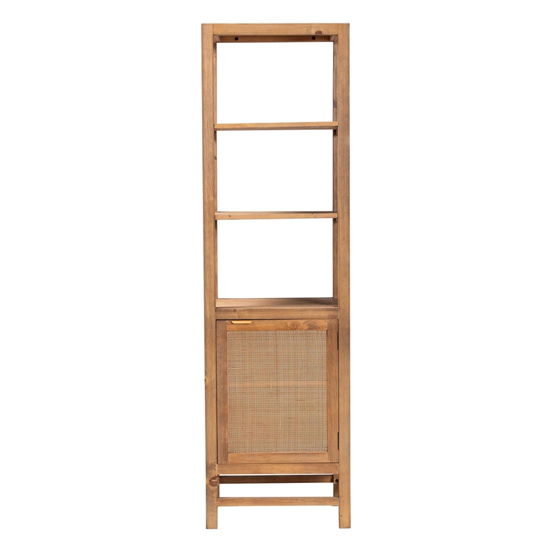 bali & pari Sibu Storage Cabinet with Rattan Door Tall Accent Display Tower